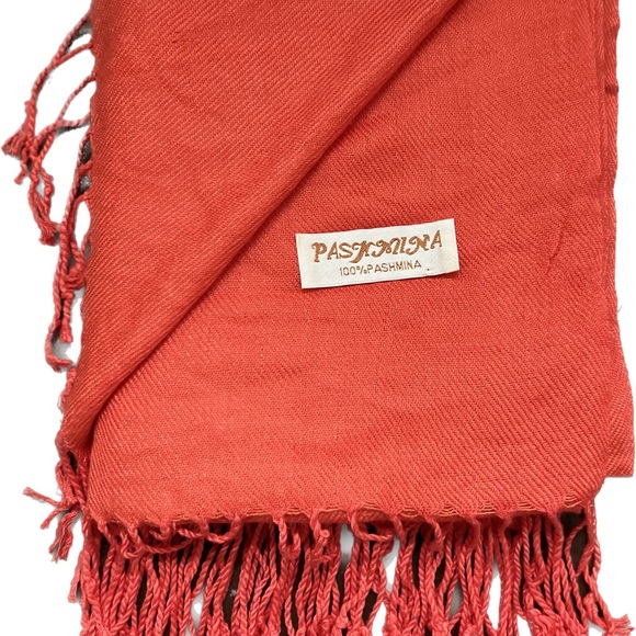 100% Pashmina Scarf Wrap Shawl — Coral — 28” x 72” - Picture 2 of 15